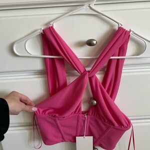Zara Pink Blouse with Cross-Back Design